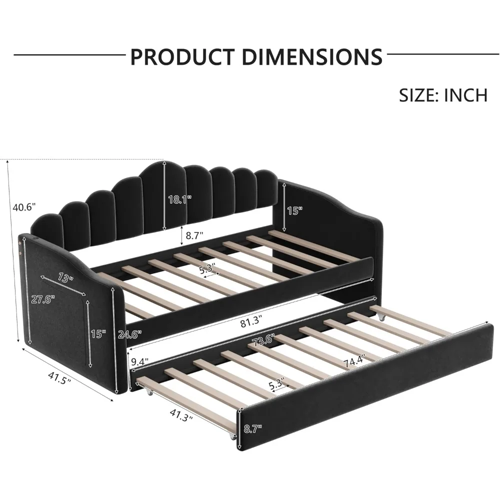 Velvet Twin Daybed with Trundle 2