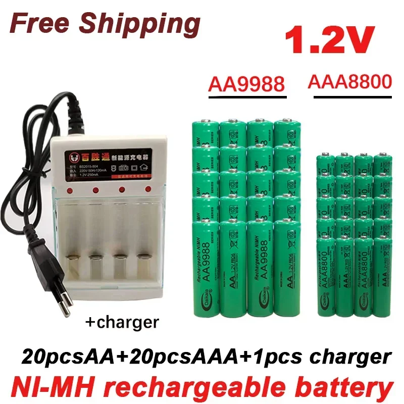   2023 충전식 배터리, 시계, 장난감 자동차, 카메라 배터리용 충전기 포함, 1.2V AA 9988Mah, 1.5V AAA 8800 Mah, 무료 배송 