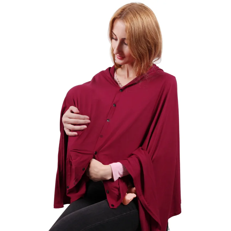 New Mother Nursing Covers Soft Long Nursing Scarf Solid Modal Snap Button Baby Stroller Cover Multifunctional For Mom
