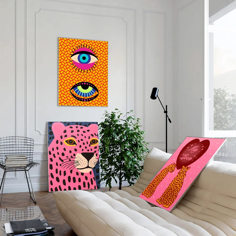 Vintage posters poster prints diy poster sticker Wild Leopard Tiger Vase Flower Girl Power Posters Waterproof Paper Sticker DIY Vintage Coffee House Bar Decor Art Wall Stickers