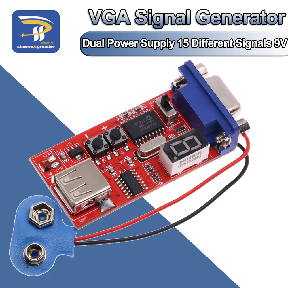 Led Digital Vga Signal Generator Lcd Tester 15 Different Signals Output Usb Battery Dual Power