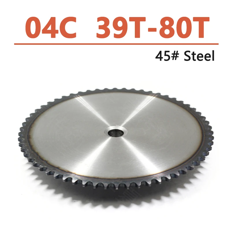 1pc 39-80 Tooth 04C Chain Drive Sprocket 45# Steel Chain Gear Pitch 6.35mm 25H Industrial Sprocket Wheel Process Hole