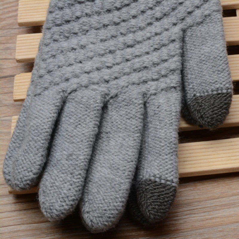 Winter Touch Screen Gloves Women Men Warm Stretch Knit Mittens Imitation Wool Full Finger Guantes Female Crochet Luvas Thicken 4