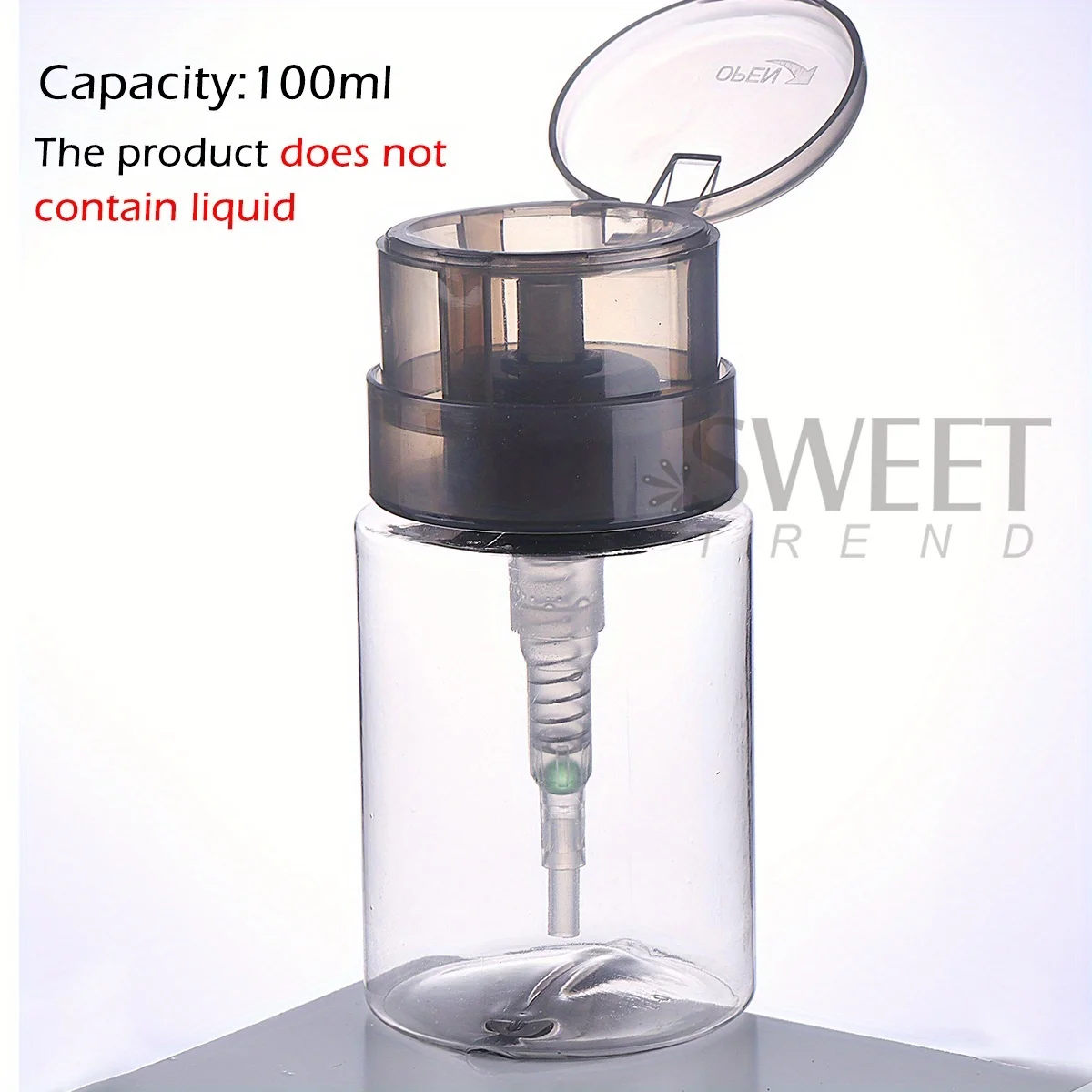 2pcs 100ml Empty Nail Art Polish Clean Bottle Push Pump Dispenser Liquid Storage Bottle Cleanser Remover Container Manicure Tool