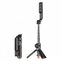 Compact Foldable Bluetooth Selfie Stick with Wireless Remote and Adjustable Phone Holder (Black)