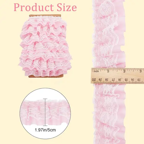2 Yards Black White Pink Fold Wave Embroidery Lace Fabric Trim DIY Clothing Daily Home Decoration Accessory 5CM Wide - Image 2