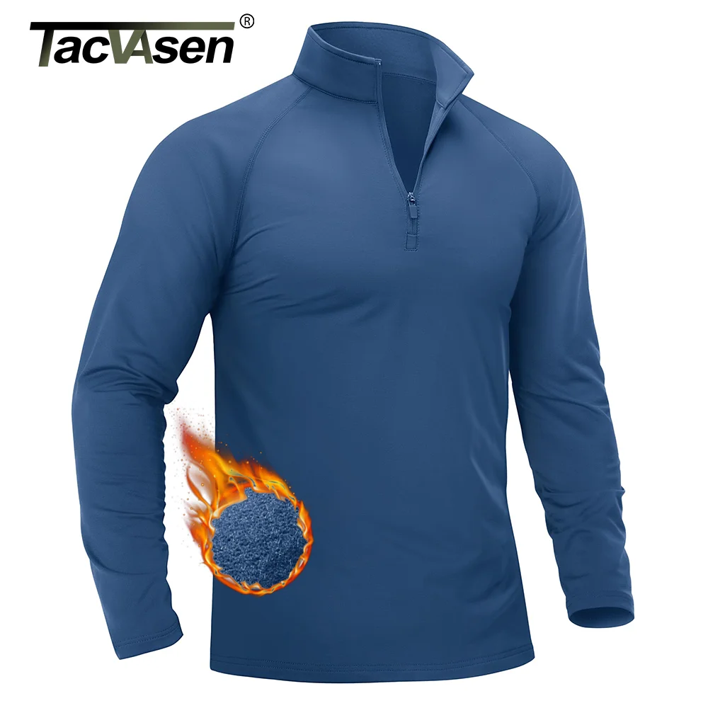 TACVASEN Thermal Fleece Lined T-shirts Men’s 1/4 Zip Long Sleeve Shirts Outdoor Hiking Running Athletic Shirt Pullover Top