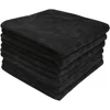 Microfiber Cleaning Towel Thicken Soft Drying Cloth Car Body Washing Towels Double Layer Clean Rags Super Absorbent Black 1PCS 1