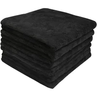 Microfiber Cleaning Towel Thicken Soft Drying Cloth Car Body Washing Towels Double Layer Clean Rags Super Absorbent Black 1PCS 1