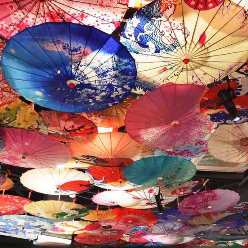 2 Paraguas De Papel Vintage - Diseño Oriental, Papel Aceitado, Mango De Madera, Para Decoración, Fotos Y Bodas