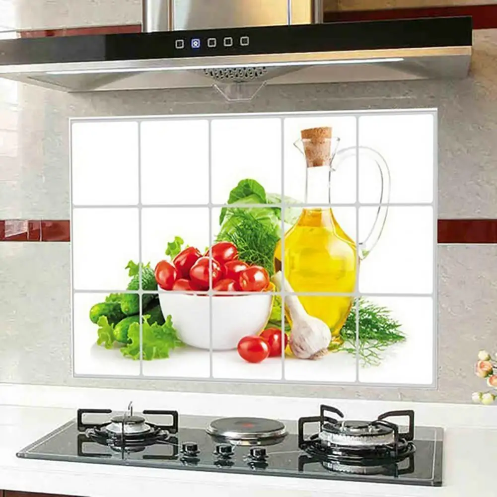Fruits Patterns Wall Sticker Waterproof Anti-oil PVC Oilproof Sticker for Kitchen Self adhesive Tile