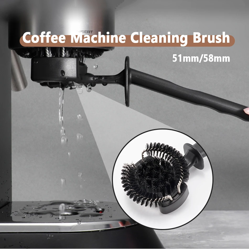 

51/58mm Espresso Coffee Machine Cleaning Brush Replaceable Head Coffee Maker Cafe Grinder Cleaner Brewing Head Cleaning Tool