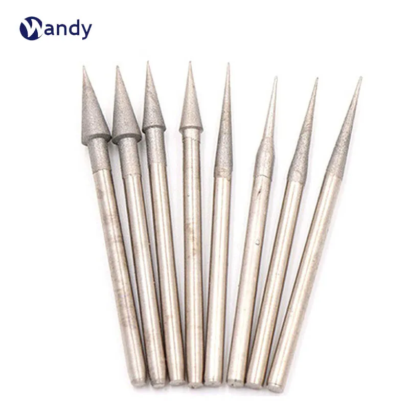 

10Pcs Cone Rotary Tapered For Head Diamond Grinding Bits Burrs Metal Stone Lapidary Tools Bit Universal Carving Fitment 0.6-4mm