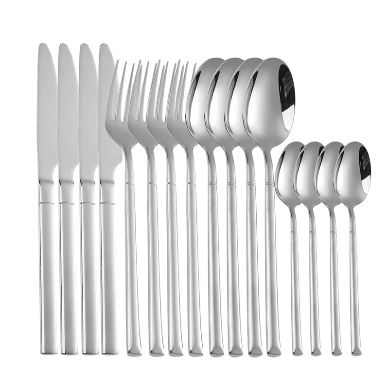 Ensemble de couverts en acier inoxydable 4 pièces/16 pièces, couverts à steak, cuillère pour dessert, dîner, fête, applicable aux restaurants