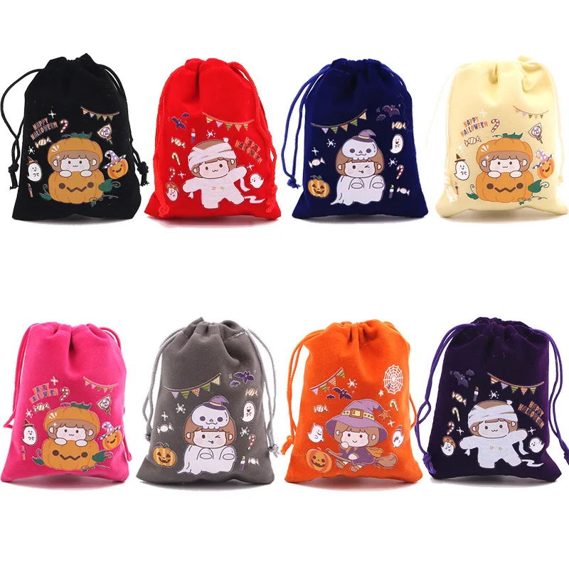 

Новая бархатная сумка для конфет на Хэллоуин, милая маленькая Подарочная сумка, изысканный мультяшный подарок, маленькая тканевая сумка для хранения