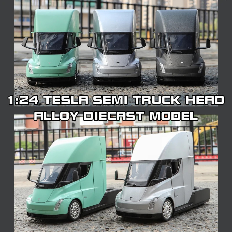 

Новинка 1:24 Tesla полуприцеп грузовик прицеп модель металлического сплава литый под давлением звук и фото подарок с мальчиком Коллекционная модель автомобиля игрушка