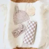 4pcs/set Baby Blankets Newborn Checker Pattern 2 Layers Bamboo Cotton Baby Muslin Swaddle Blanket Wrap Headband Beanie Set 3
