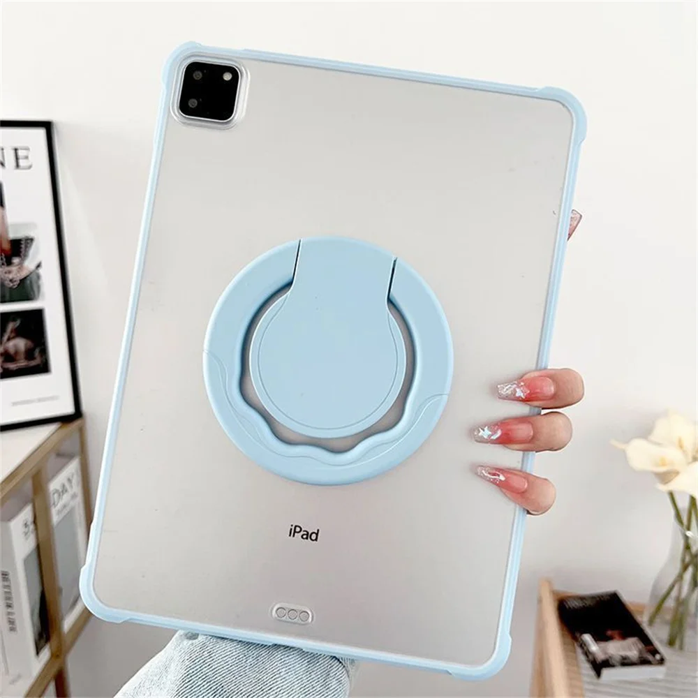 Sleek Matte PC+TPU Tablet Case with Metal Ring Stand