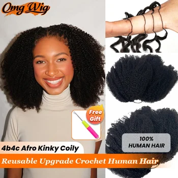 The 3rd Generation Texture-Tight Afro Kinky Coily Feather Crochet Hair Extensions Reusable Upgrade Kinky Curly Crochet Hair 1