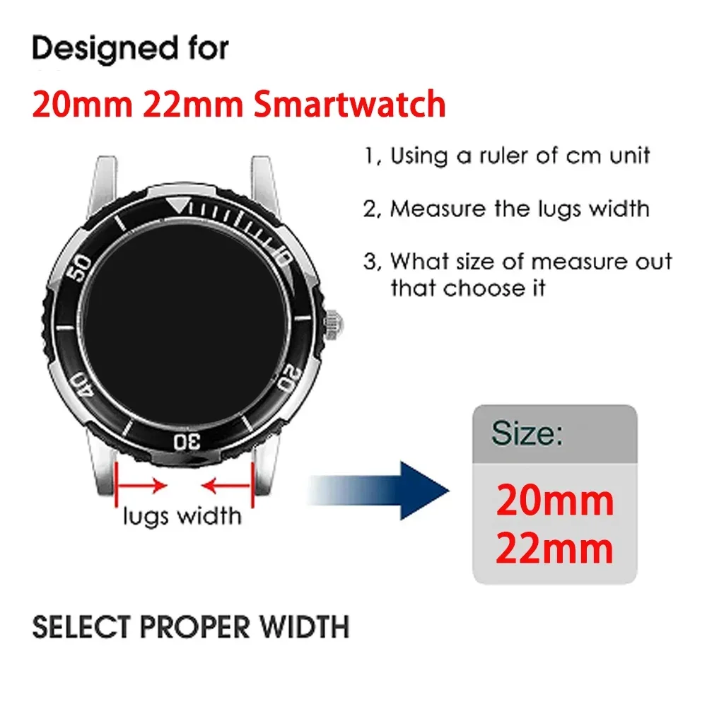 Sports Silicone Watch Strap - 20/22mm Adjustable Wristband Bracelet