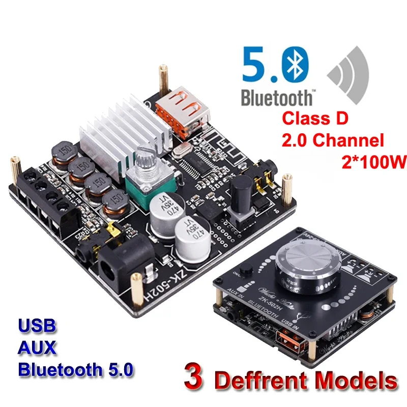 블루투스 호환 무선 디지털 오디오 파워 앰프, 클래스 D, HiFi 스테레오, USB 사운드 카드, AMP, 100W + 100W, 20W  200W