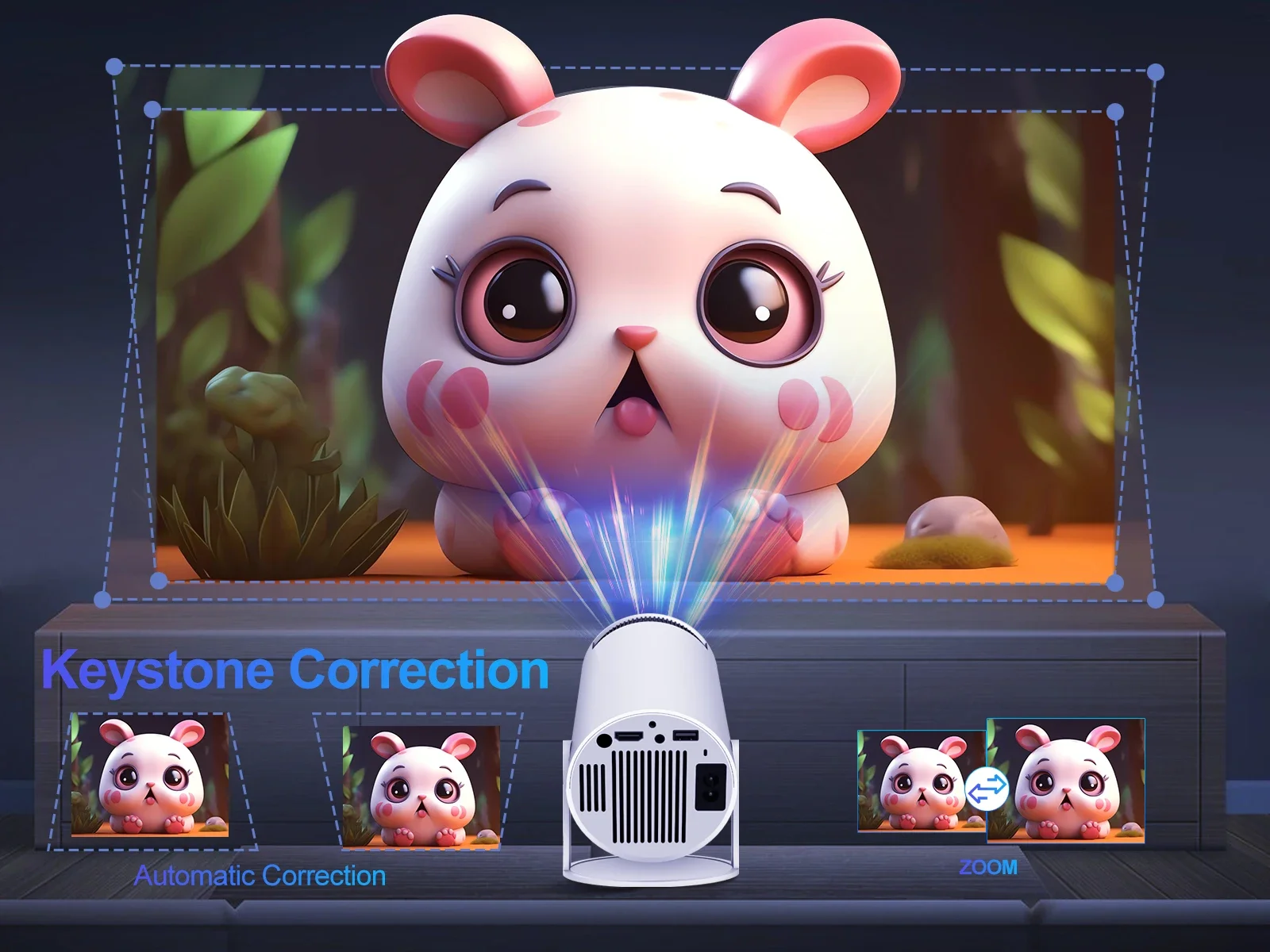 HY300Pro Projector with Screen Mirroring System US plug Hi-chip A3100 200ANSI Native 1280*720P Dual wifi Home Cinema