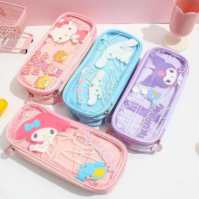 Kawaii Sanrio Hello Kitty Kuromi Cinnamoroll Pencil Case High Capacity  Student Stationery Storage School Supplies Girls Gifts - AliExpress