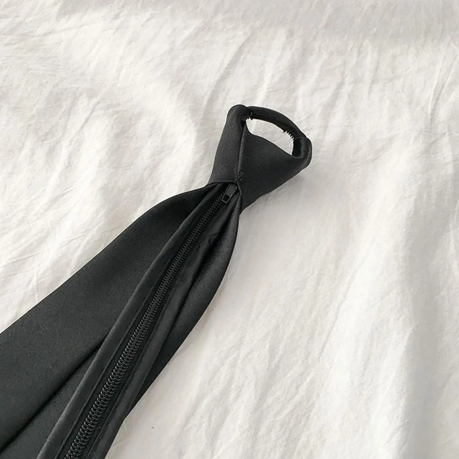 Pre-Tie Zipper Necktie Men Women Slim Narrow Neck Tie