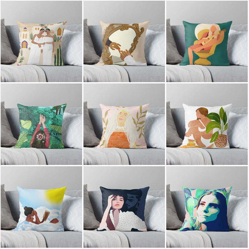 

Character image decorative Home pillow case Cushion covers autumn 45X45cm nordic 40x40cm 50x50 60x60cm Modern sofa House bed