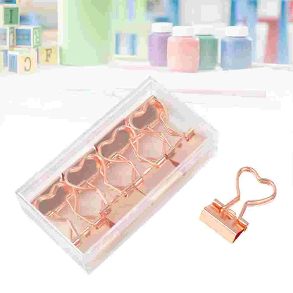 

12Pcs Metal Binder Clips with Heart Shaped Handle Invoice Bill Clip Decorative Paper Clips Notes Letter Paper Clip for Office