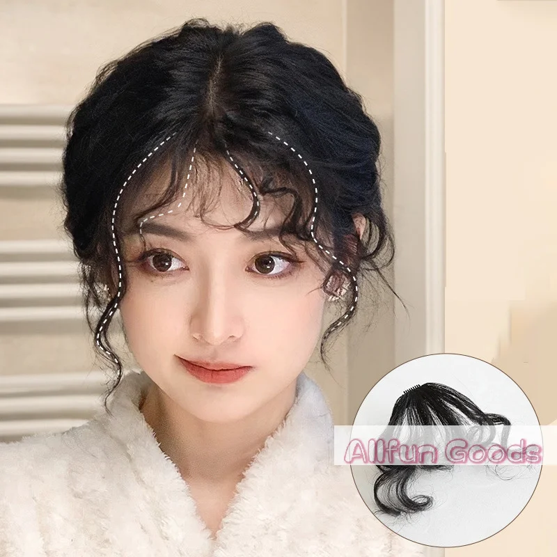Frangia Finta alla Moda, Estensione per Capelli Stile Fumetto, Frangia Naturale Voluminosa con Clip, Riccia, Estensione Frontale per Capelli, Parrucca - immagine 5