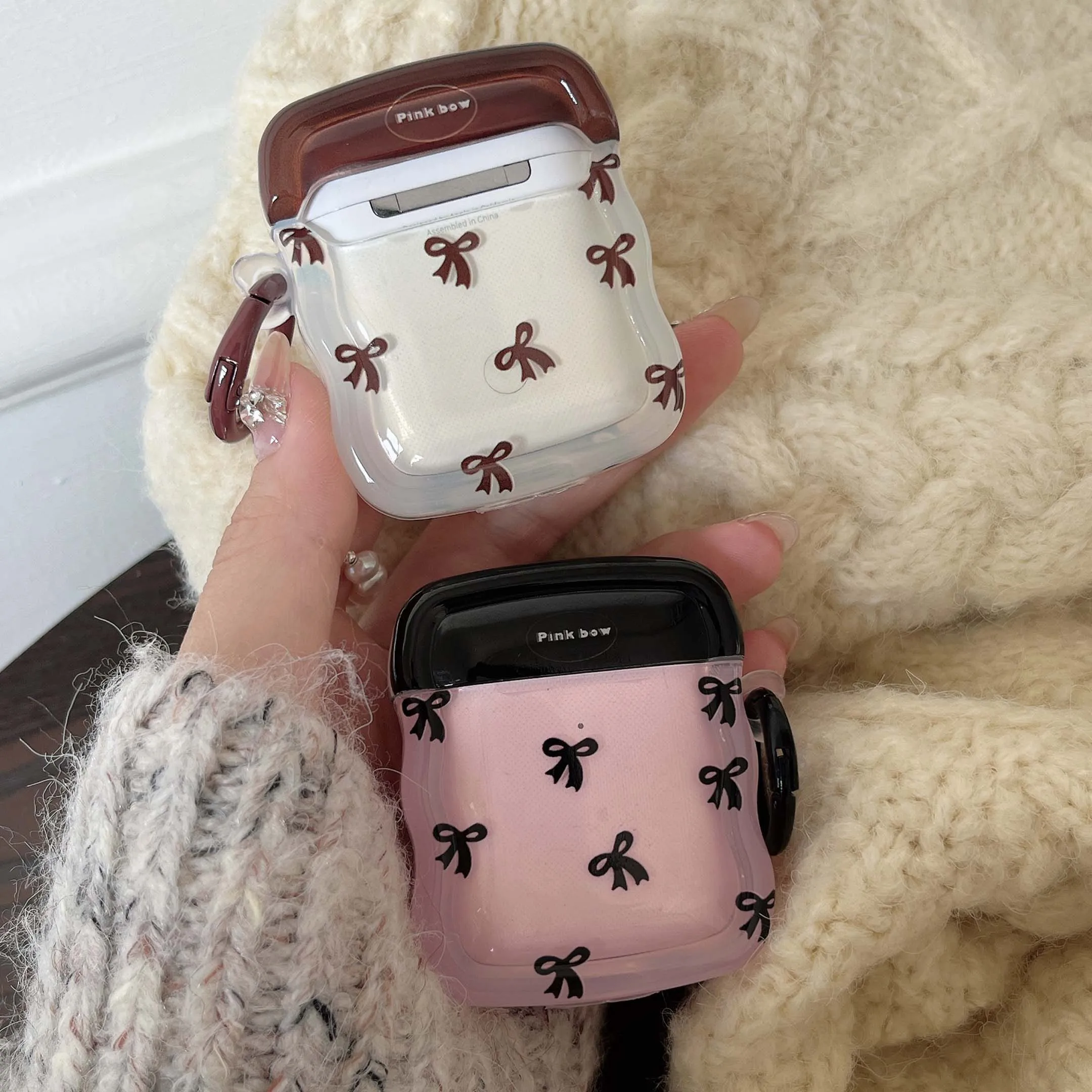 핑크 활 나비 인 제인 물결 모양 미끄럼 방지 충격 방지 무선 블루투스 이어폰 케이스, 애플 에어팟 3 프로 2 2 번째 1 박스