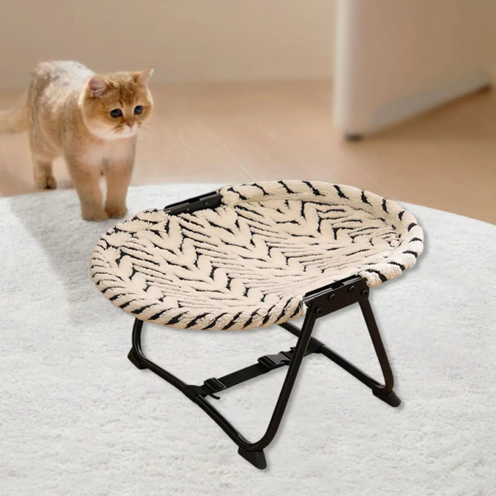Portable Pet Bed Elevated Iron Frame Dog Cot Heavy Duty Pet Furniture for Small Medium Cats