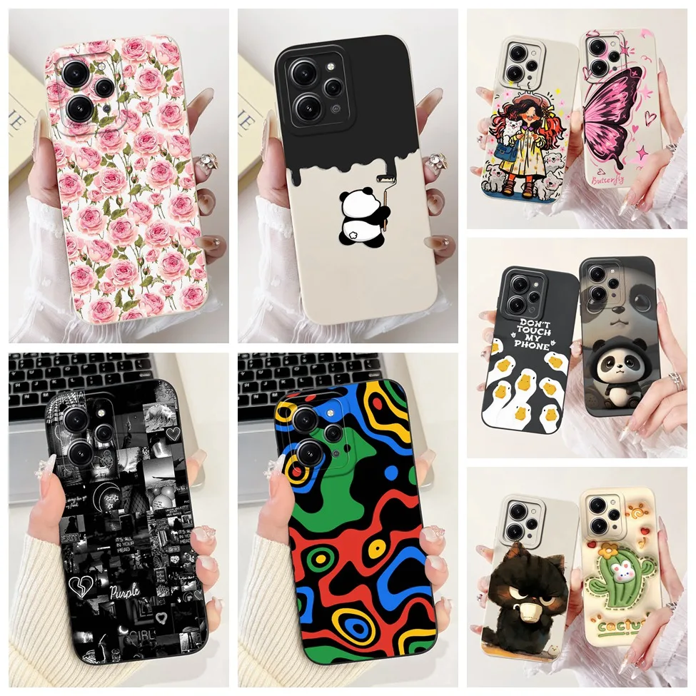 For Redmi 12 12C 4G Case Cover Cute Cat Aesthetic Women Silicone Shockproof Back Cover For Redmi 12C Phone Case Boy Girls
