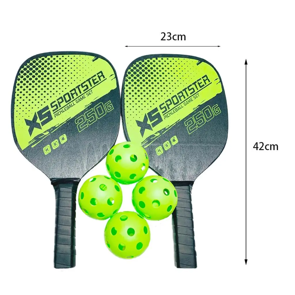Pickleballs Rackets Pickleball Paddles Set of 2 Rackets & 4 Balls Carbon Fiber Surface Racquet Paddle Outdoor Sports