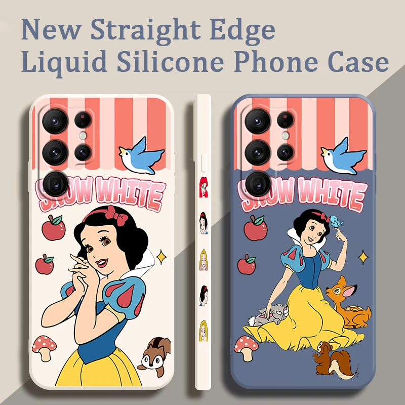 Disney Princess Snow White Liquid Left Rope Per Samsung Galaxy S24 S23 S22 S21 S20 Fe S10 Ultra Plus Lite 5G Cover Funda