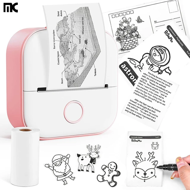 COLORWING Print Pod Mini Printer T02 Portable Mini Thermal Pocket Printer  with Rolls Paper, Inkless Bluetooth Sticker Maker Machine for Photo and