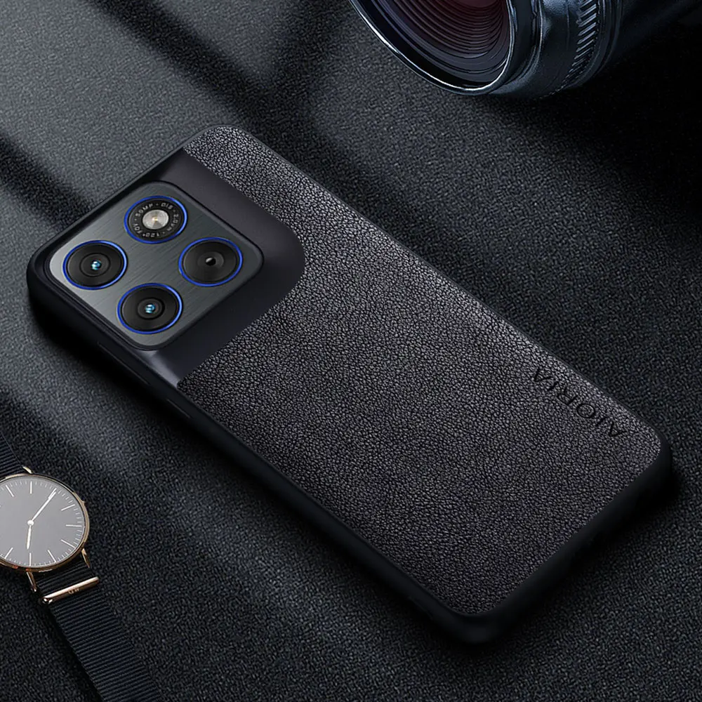 Premium Luxury Leather Phone Case - Retro Business Style Solid Color Cover