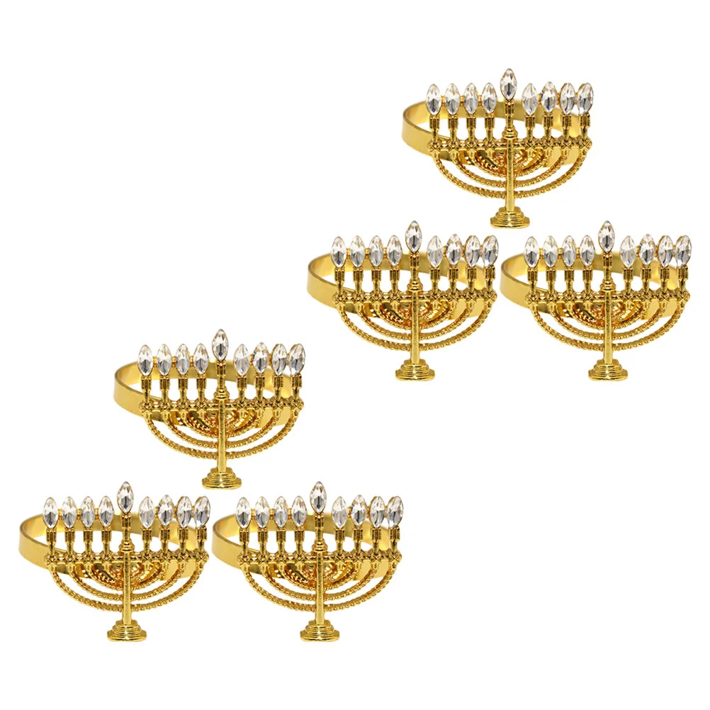 

Alloy Napkin Rings Holders Hanukkah Menorah Shaped Napkin Rings Dinning Tableware New Year Wedding Party Table Decoration