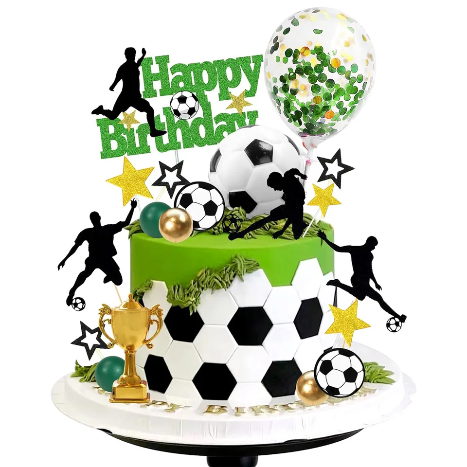 SUNBEAUTY decorazione festa calcio piatti di compleanno calcio decorazione compleanno bambini 16 tovaglioli, 16 piatti di carta, 16 bicchieri di carta, 16 cannucce