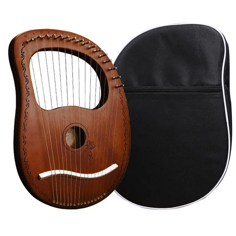 

Lyre Harp Instrument Mahogany Body Lyra Harp 16 Metal Strings With Bag Sturdy Mahogany Acoustic Harp Orchestral String