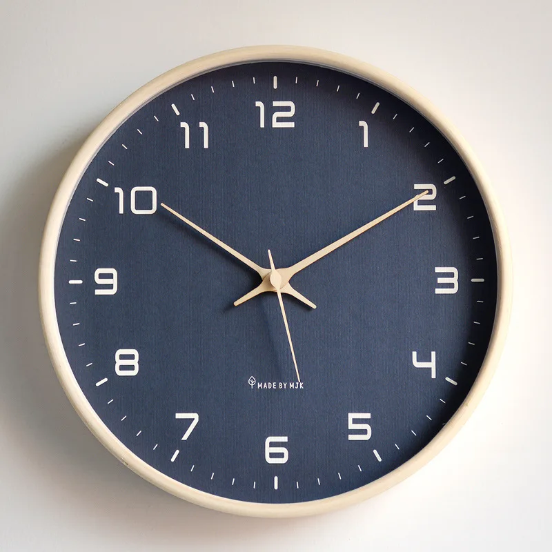 2025 New 10/12/14inch Nordic Solid Wood Simple Wall Clock Living Room Home Decoration Silent Fashion Light Luxury Creative Clock 4