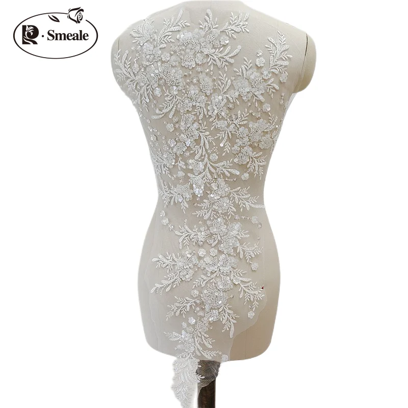 3D Flower Beaded Lace Appliques for Wedding Dresses Veils Bodice