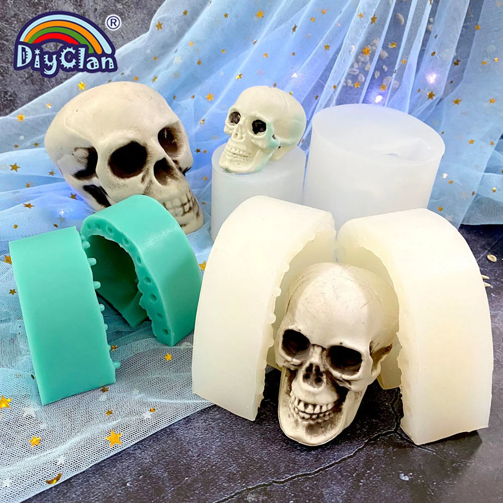 3D Halloween Schädel Schokolade Silikon Form Kreativität Schädel Kopf Handgemachte Seife Kerze Form Kuchen Werkzeuge Für Die Küche Backen – Detail 2