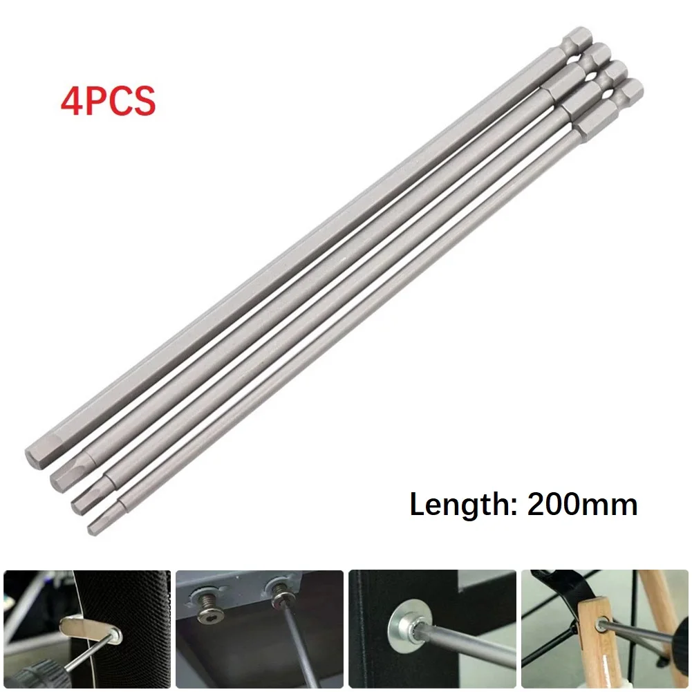 

4pcs 200mm Long 1/4 Hex Shank Screwdriver Bits Set Magnetic Head Screw Driver Electric Screwdriver Bits Hand Tools 3/4/5/6mm