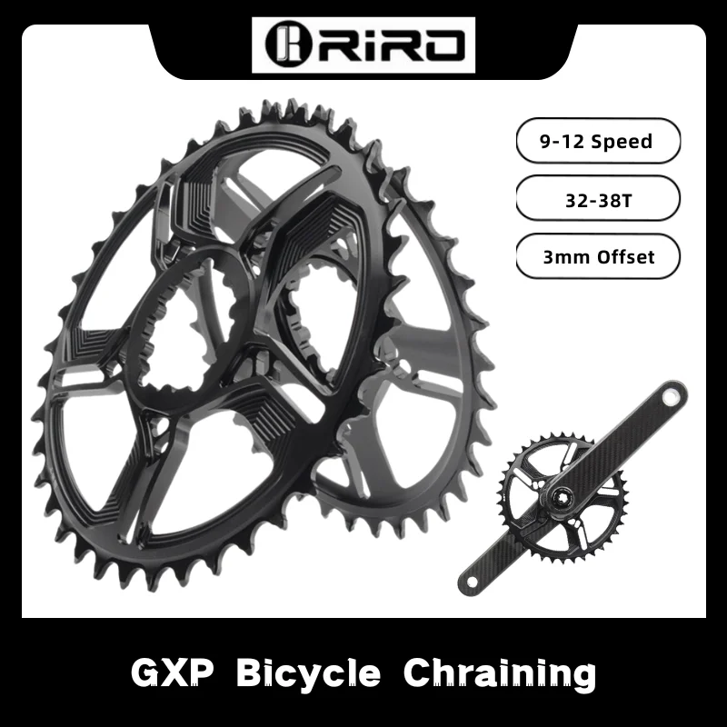 

RIRO GXP 32/34/36/38T 3mm Offset Bicycle Chraining Ultralight Hollow Wide Narrow Teeth Chainwheel Crankset Crown forSram 9-12S