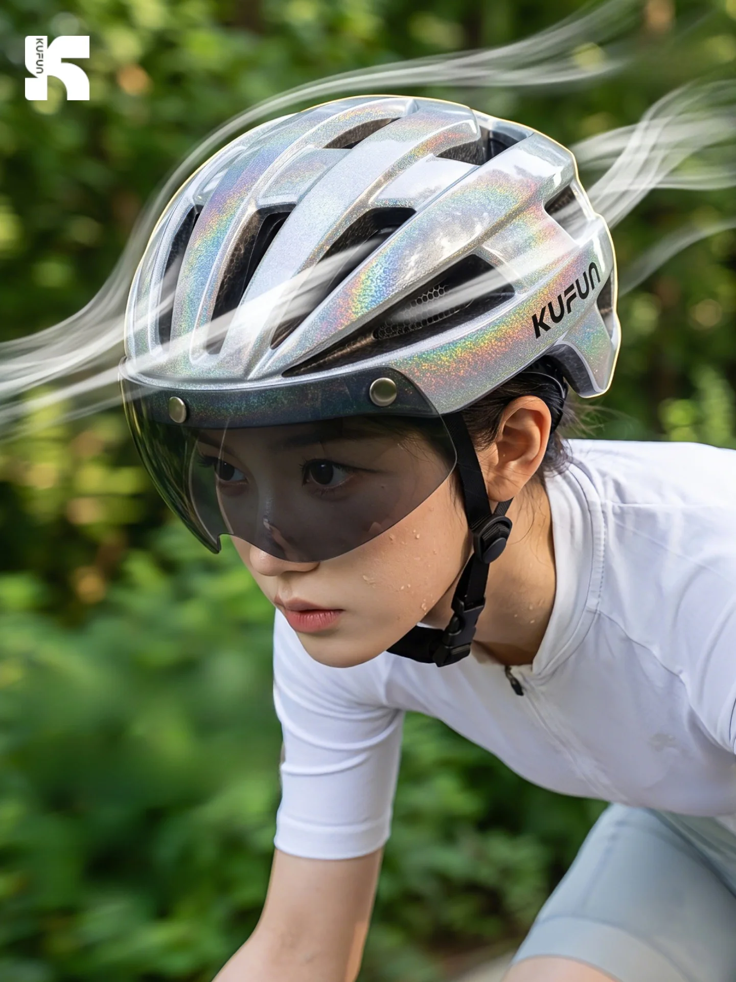 쿨 피크 사이클링 헬멧 (고글 일체형) 남녀 공용 통근 장비, 산악 도로 자전거 라이딩 보호 장비