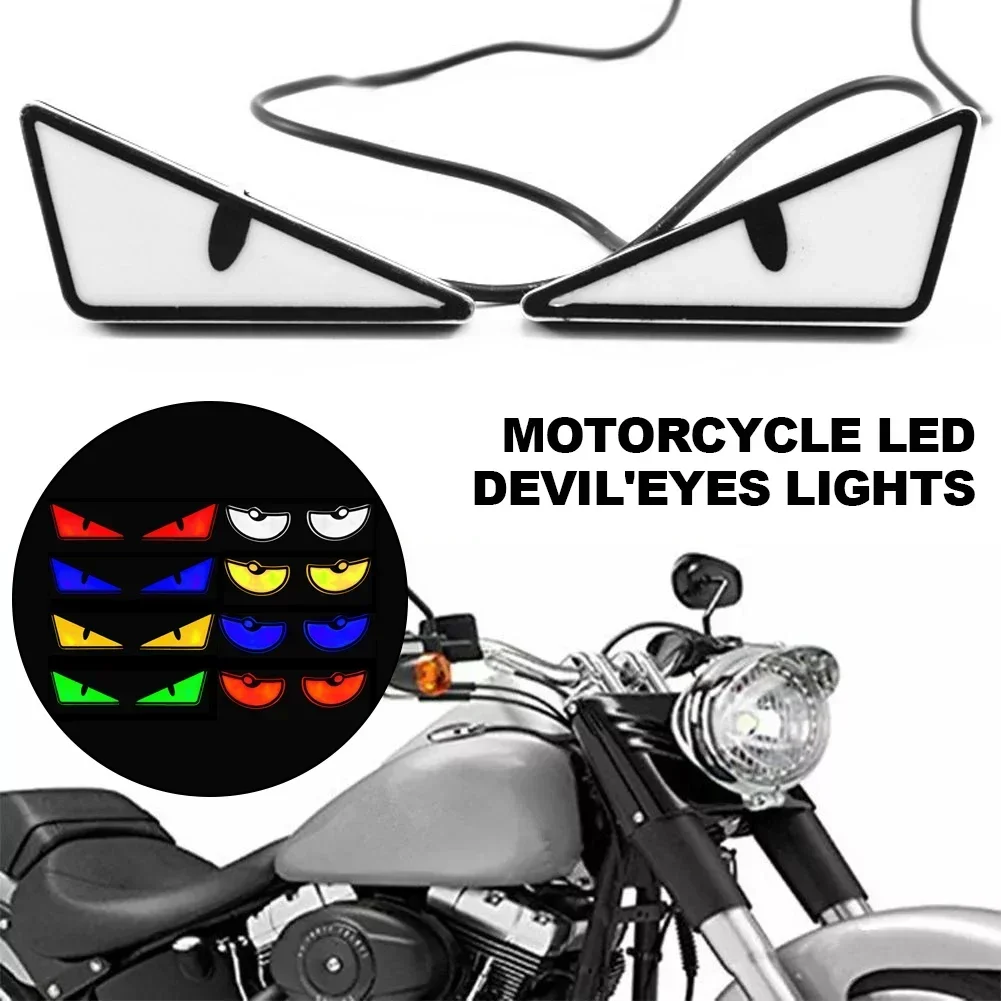 Motorcycle LED Lights 2Pcs Devil'Eyes Headlight Mini Projector Lens Turn Signal Car Decoration