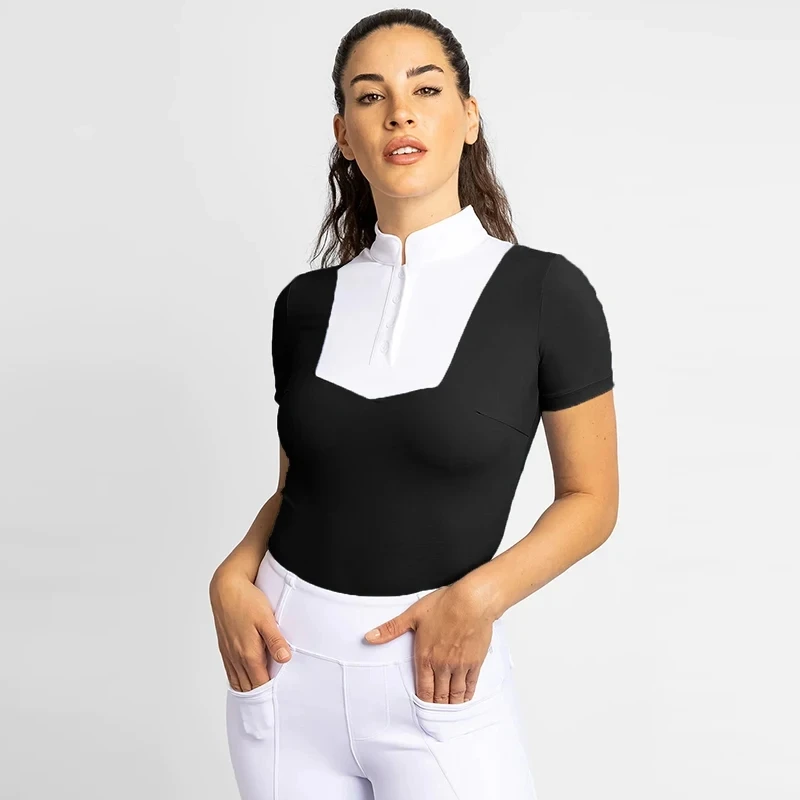 Back Mesh Women Equestrian Base Layer Shirts Short Sleeve Horse Riding Shirts Competition Equestrian Polo horse riding shirt