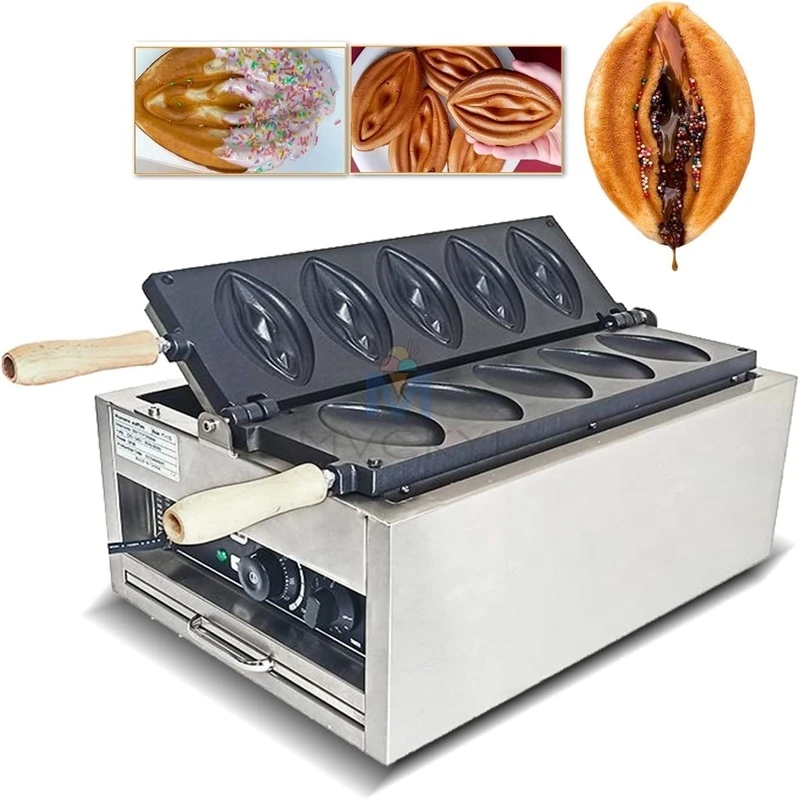 Mvckyi USA Free Shipping 2400W 5 PCS Waffle Makers Non Stick Abalone Shape Electric Waffle Maker Machine Sausage Hot Dog Baker